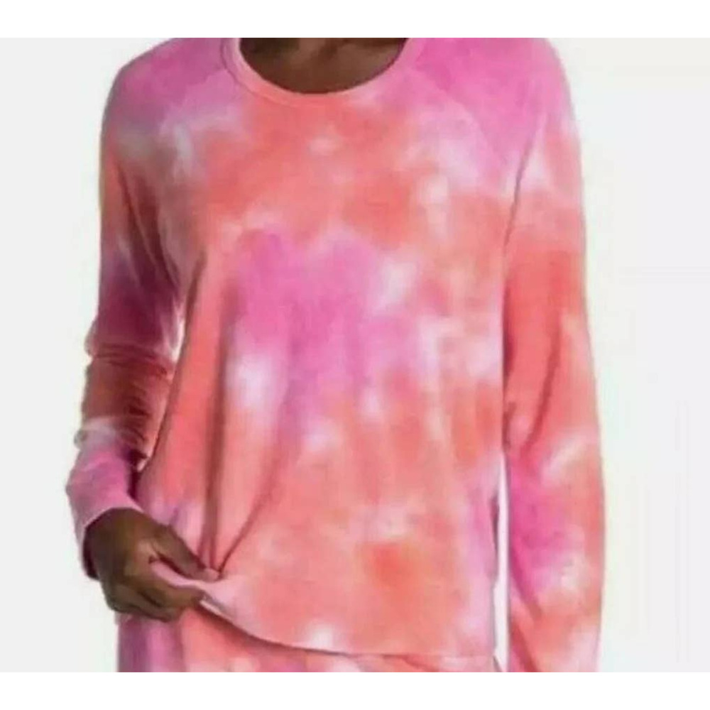 Sundry Womens Sweatshirt Size SMALL Pink Apricot Tie Dye NEW Raglan Scoop Neck
